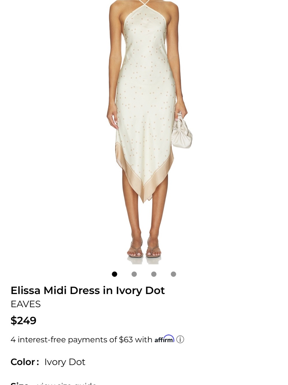 REVOLVE Ivory Dot Halter Handkerchief Midi Dress